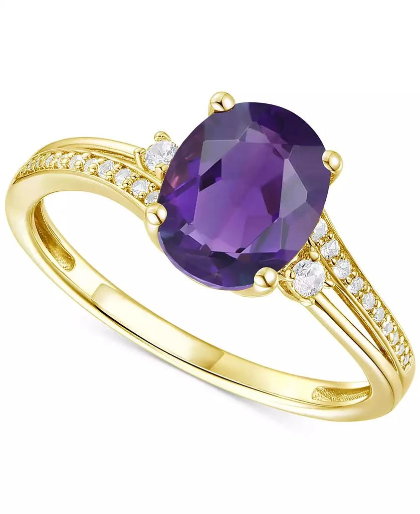 商品Macy's|Amethyst (1-1/2 ct. t.w.) & Lab-Grown White Sapphire (1/8 ct. t.w.) Swirl Ring in 14k Gold-Plated Sterling Silver (Also in Additional Gemstones),价格¥1300,第1张图片