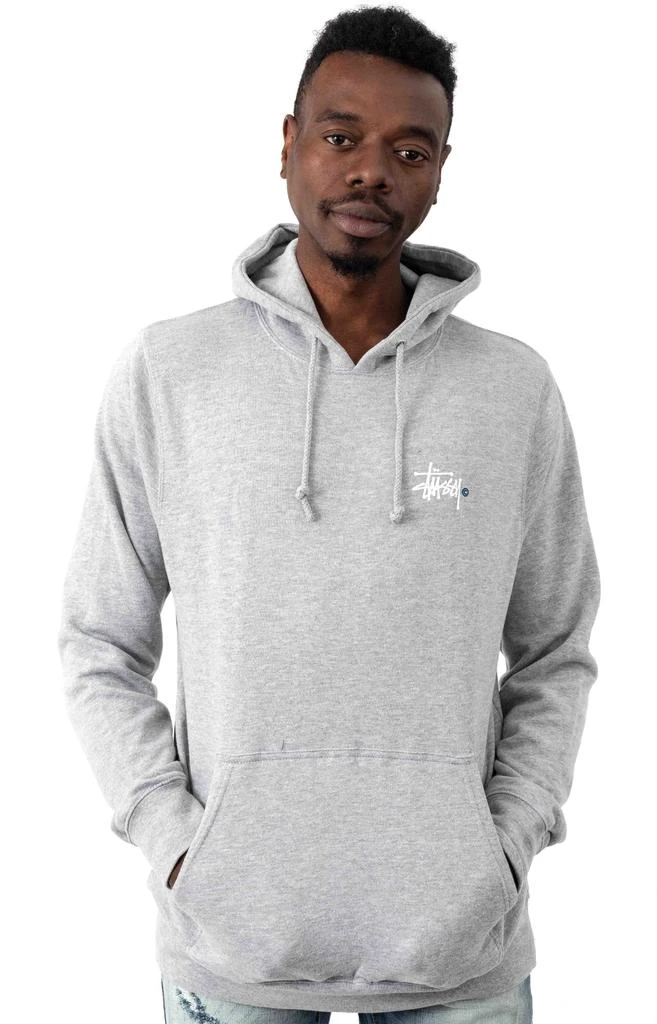 商品STUSSY|Basic Logo Pullover Hoodie - Grey/White ,价格¥706,第1张图片