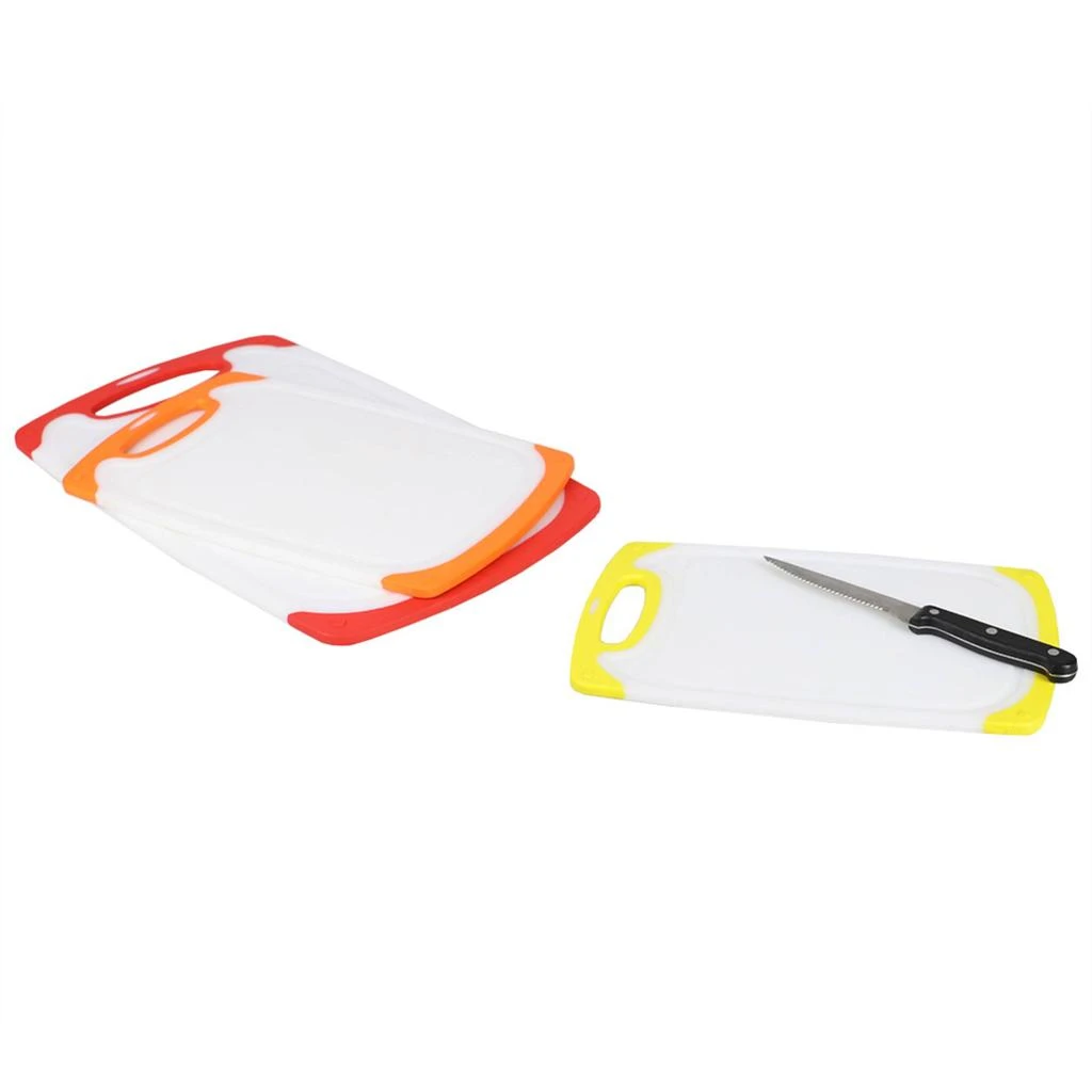 商品Home Basics|Home Basics Non-Slip 3 Piece Plastic Cutting Board with Deep Juice Grooves,价格¥150,第4张图片详细描述
