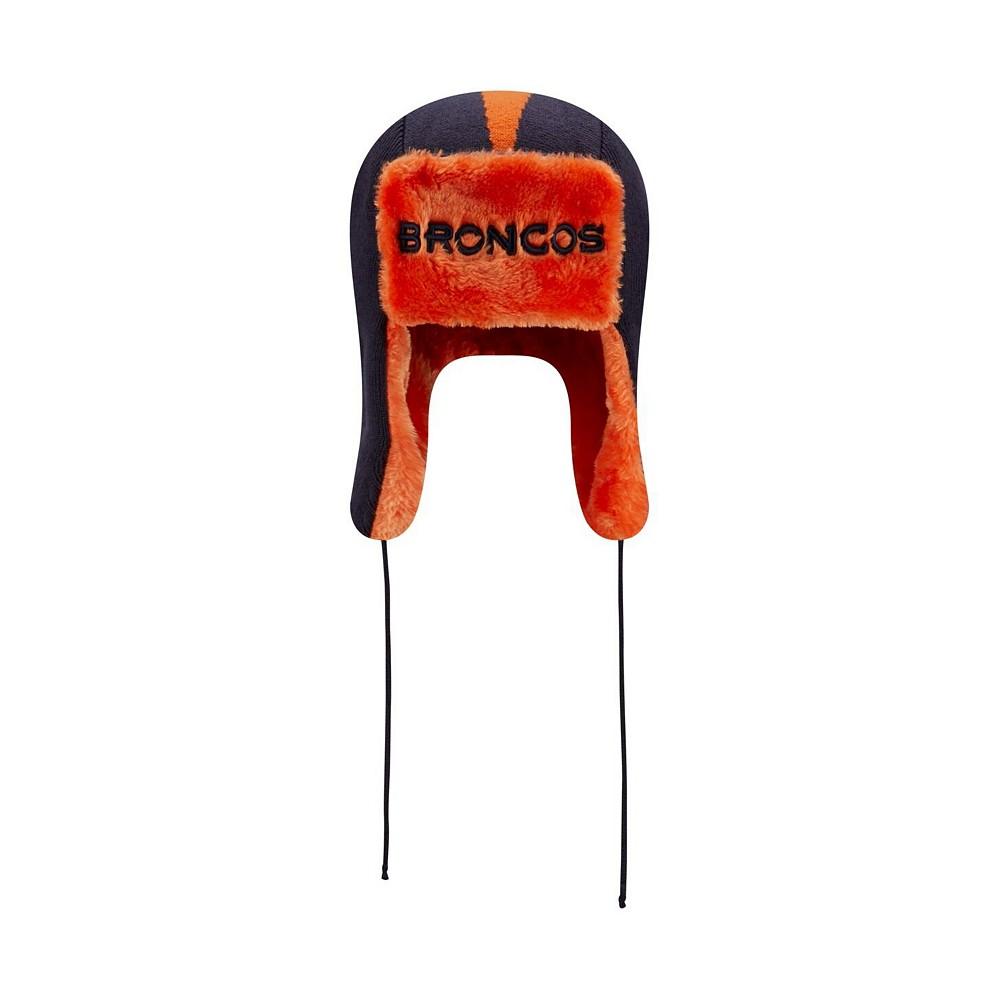 Men's Navy Denver Broncos Helmet Head Trapper Knit Hat商品第4张图片规格展示