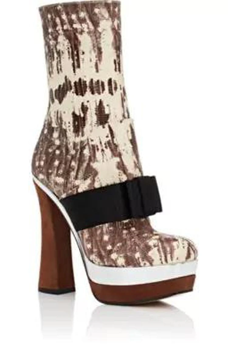 商品Miu Miu|Snakeskin-Stamped Leather Platform Ankle Boots,价格¥5946,第2张图片详细描述