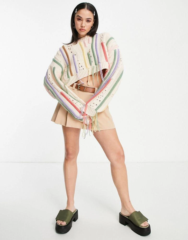 商品The Ragged Priest|The Ragged Priest cropped relaxed jumper with distressing detail & yarns,价格¥317,第3张图片详细描述