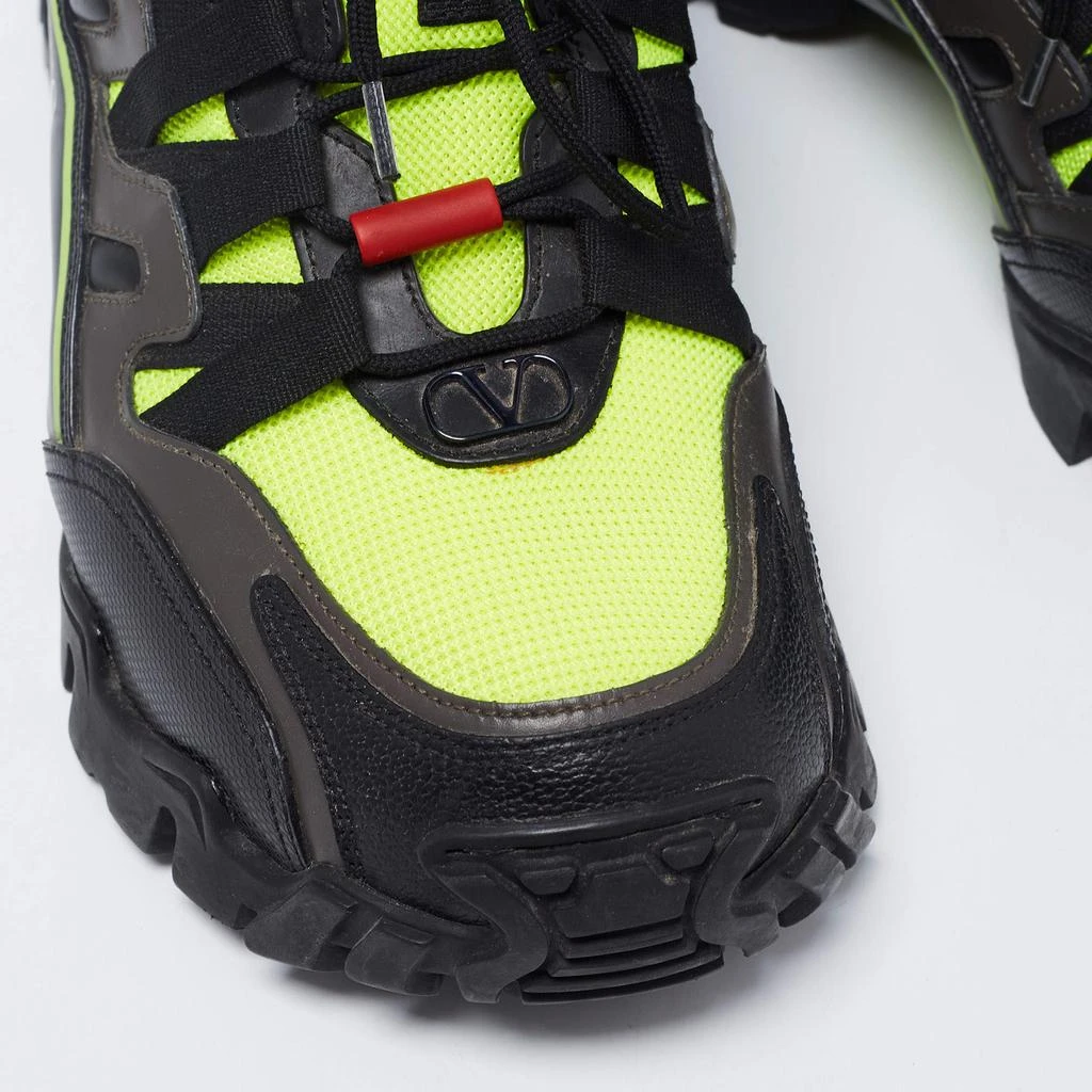 Valentino Black/Neon Green Leather and Mesh Climber Low-Top Sneakers Size 39 商品