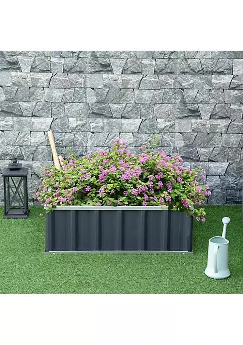 商品Outsunny|3X3ft Metal Raised Garden Bed Steel Planter Box No Bottom W  A Pairs Of Glove For Backyard Patio To Grow Vegetables Herbs And Flowers Grey,价�格¥762,第4张图片详细描述