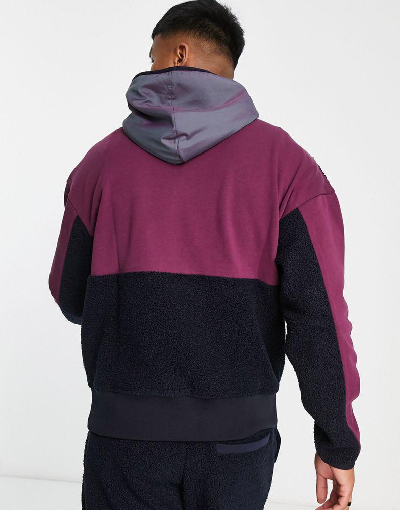 Armani Exchange half zip fleece sweatshirt in navy商品第2张图片规格展示