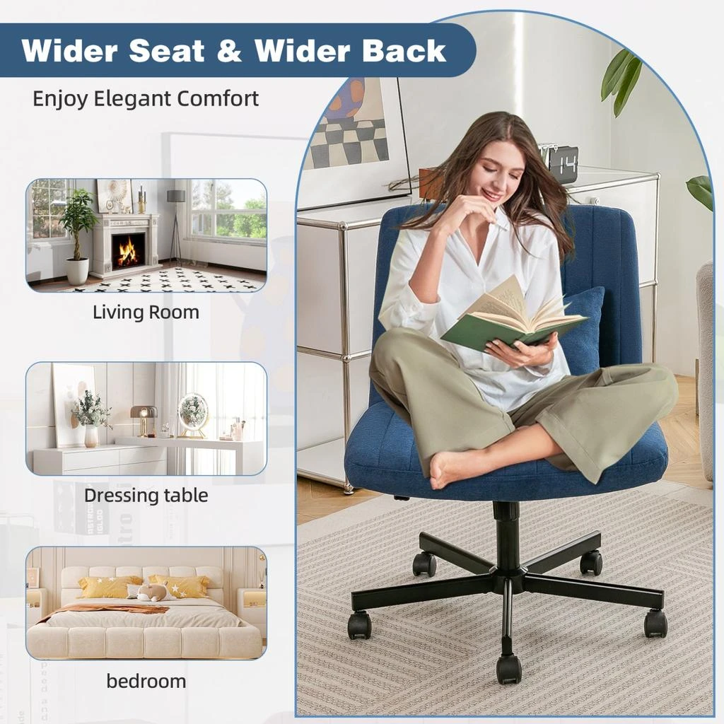 商品Streamdale Furniture|Streamdale Modern Linen Blue Criss Cross Office Chair - Product Details,价格¥1467,第3张图片详细描述
