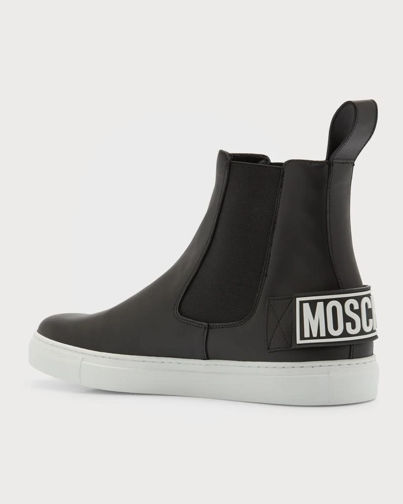 商品Moschino|Men's Logo Leather Chelsea Boot Sneakers,价格¥2971,第3张图片详细描述