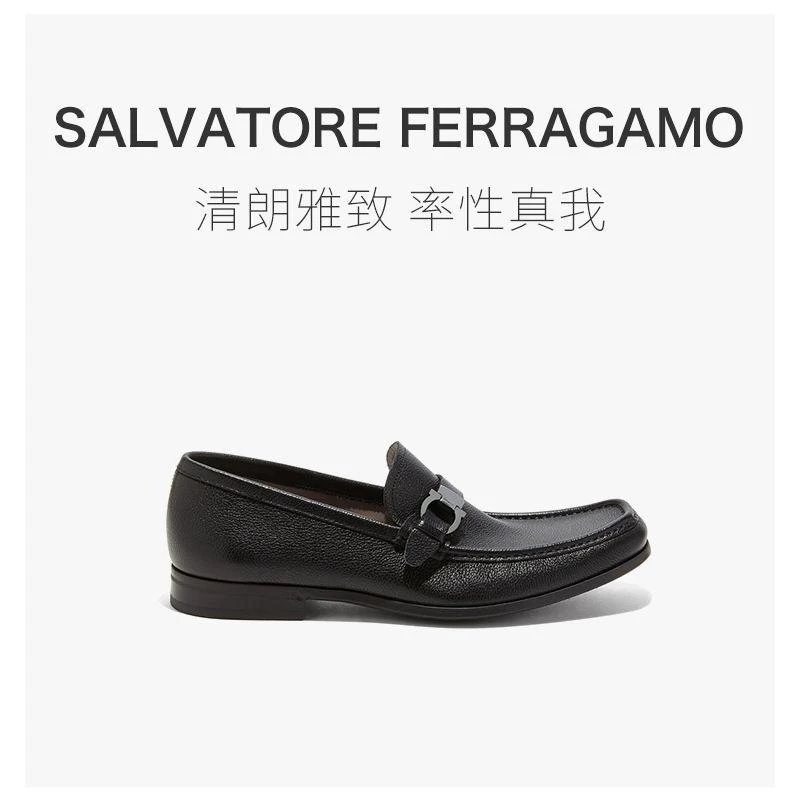 商品Salvatore Ferragamo|香港直邮Salvatore Ferragamo菲拉格慕黑色男士休闲乐福鞋,价格¥5514,第6张图片详细描述