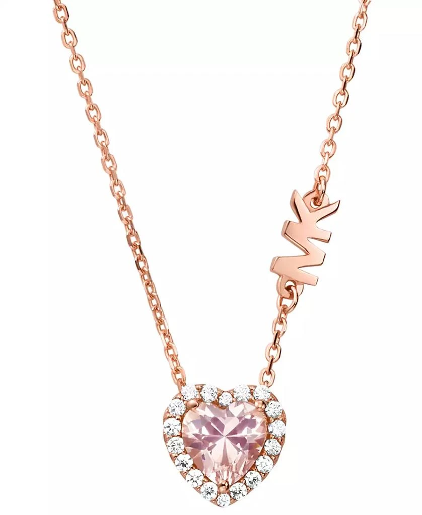 商品Michael Kors|14k Rose Gold-Plated Sterling Silver Crystal Heart Halo Pendant Necklace, 16" + 2" extender,价格¥945,第1张图片