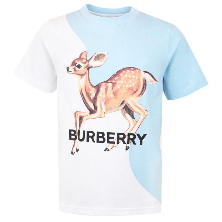 商品Burberry|Blue & White Short Sleeve Deer T Shirt,价格¥913,第1张图片
