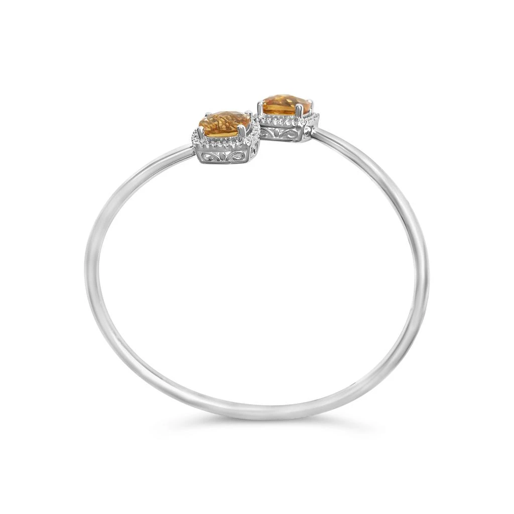 商品Haus of Brilliance|.925 Sterling Silver 8mm Cushion Cut Yellow Citrine Gemstone and Diamond Accent Split Bypass Bangle Bracelet,价格¥5046,第3张图片详细描述