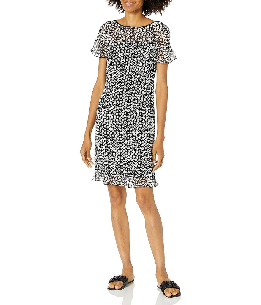 Women's Printed Chiffon Shift Dress商品第1张图片规格展示