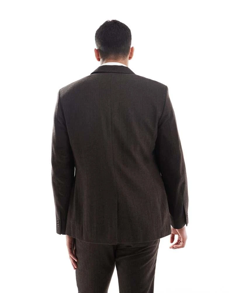 商品ASOS|ASOS DESIGN wool rich slim suit jacket in brown herringbone,价格¥883,第2张图片详细描述