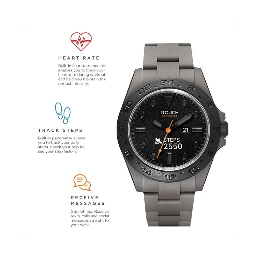 商品iTouch|Connected Men's Hybrid Smartwatch Fitness Tracker: Gray Case with Gray Acrylic Strap 42mm,价格¥966,第4张图片详细描述