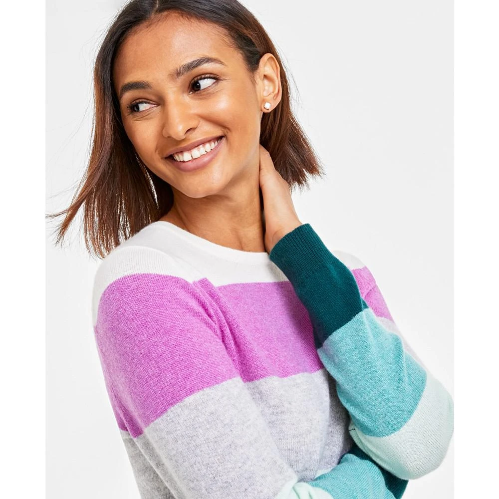 商品Charter Club|Women's Striped 100% Cashmere Sweater, Regular & Petite, Created for Macy's,价格¥394,第3张图片详细描述