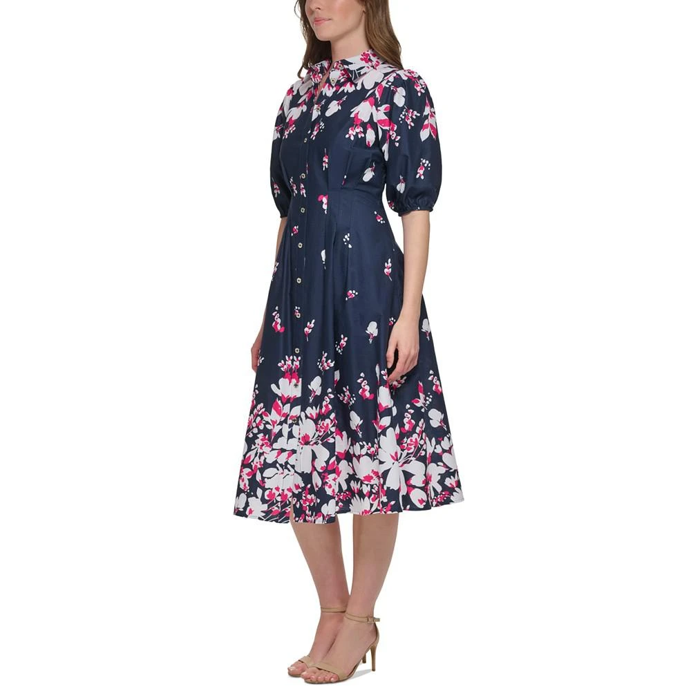 商品Tommy Hilfiger|Women's Cotton Puff-Sleeve Floral Midi Dress,价格¥621,第3张图片详细描述