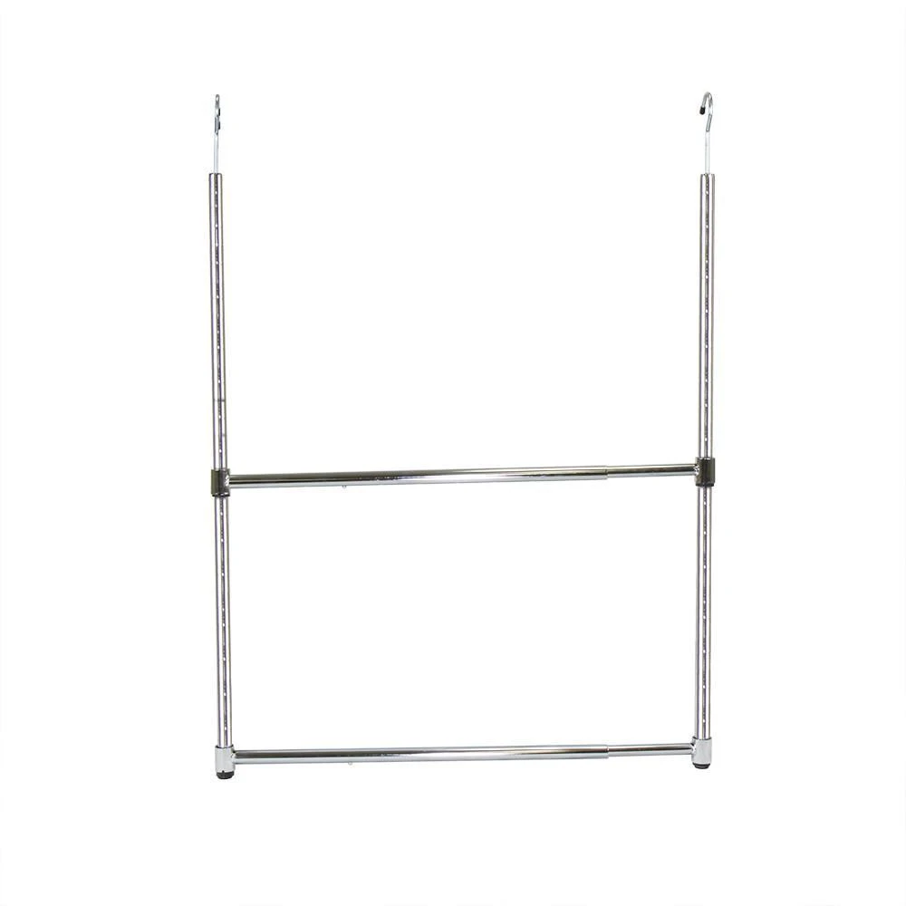 商品Oceanstar|2-Tier Portable Adjustable Closet Hanger Rod, Chrome,价格¥332,第2张图片详细描述