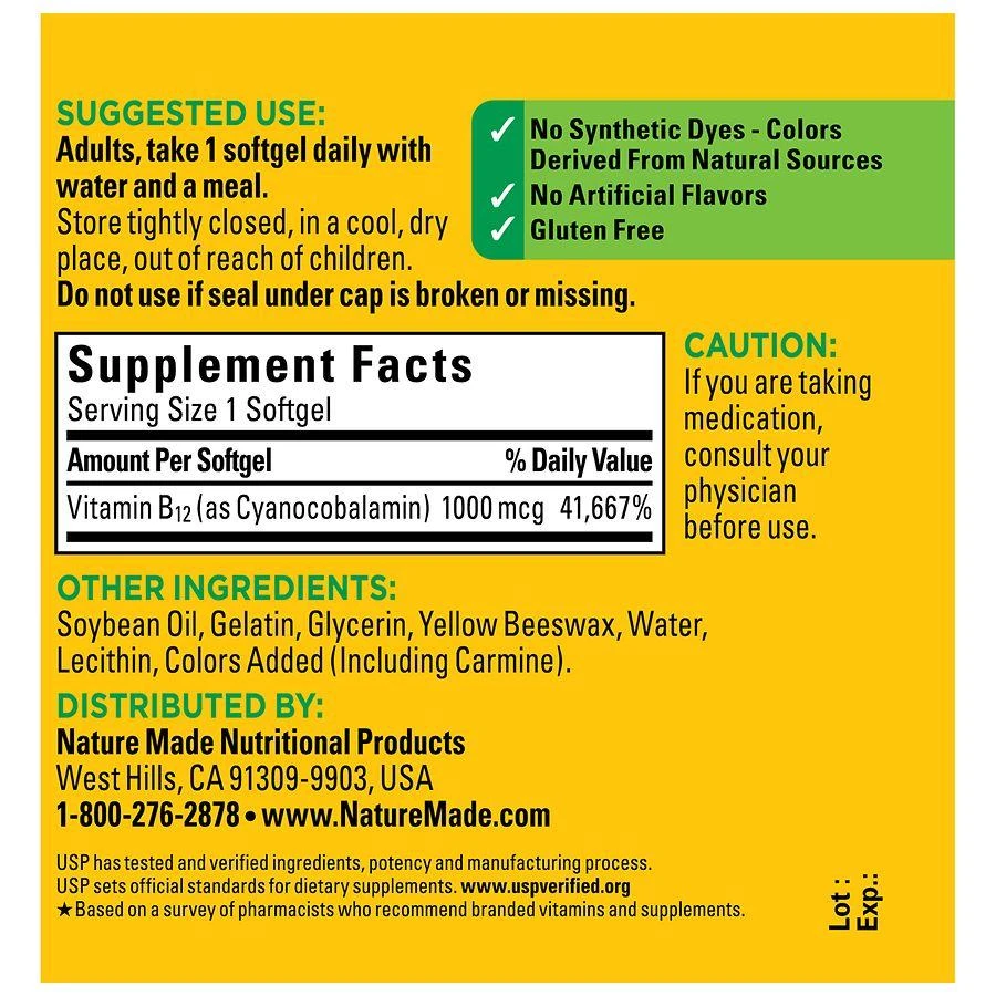 商品Nature Made|Vitamin B12 1000 mcg Softgels 150,价格¥198,第5张图片详细描述