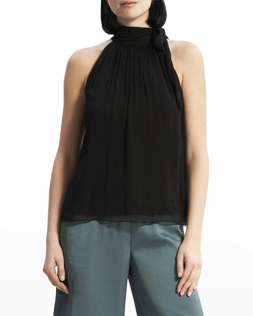商品Theory|Halter Tie-Bow Crinkled Silk Top,价格¥2304,第2张图片详细描述