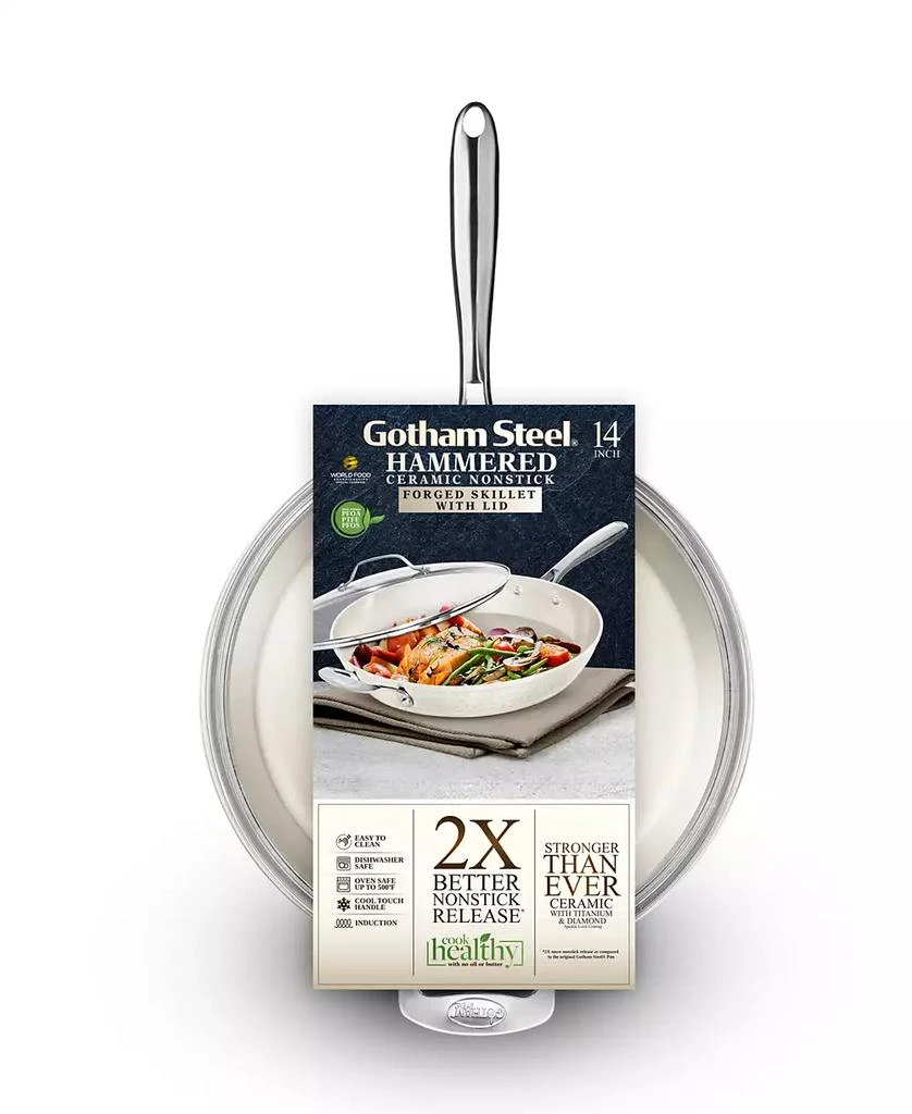 商品Gotham Steel|Hammered Ceramic Coating XL Family Sized 14" Frying Pan with Glass Lid,价格¥772,第2张图片详细描述