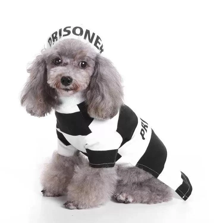 商品Pet Life|Striped Retro Inmate Prisoner Pet Dog Costume Uniform,价格¥214,第1张图片