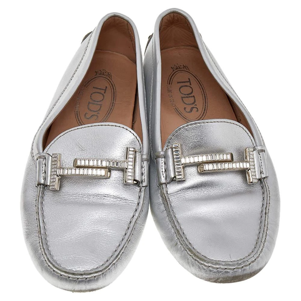 商品[二手商品] Tod's|Tod's Silver Leather Slip on Loafers Size 36,价格¥932,第3张图片详细描述