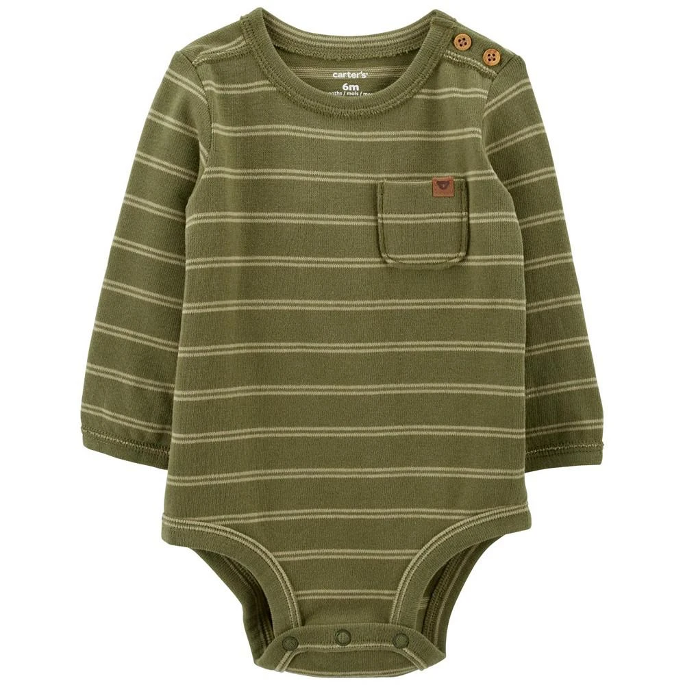 商品Carter's|Baby Boys Hilary Duff Long Sleeved Striped Jersey Bodysuit,价格¥76,第1张图片