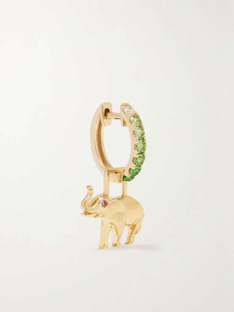商品Robinson Pelham|Elephant Earwish 14k 黄金、沙弗莱石、钻石单只耳环,价格¥6159,第1张图片