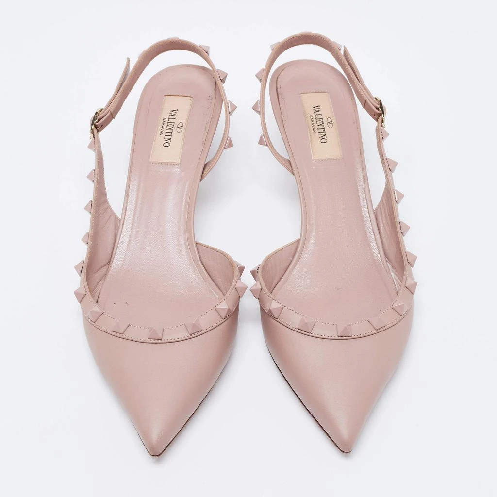 商品[二手商品] Valentino|Valentino Beige Leather Rockstud Slingback Pumps Size 40,价格¥3743,第3张图片详细描述
