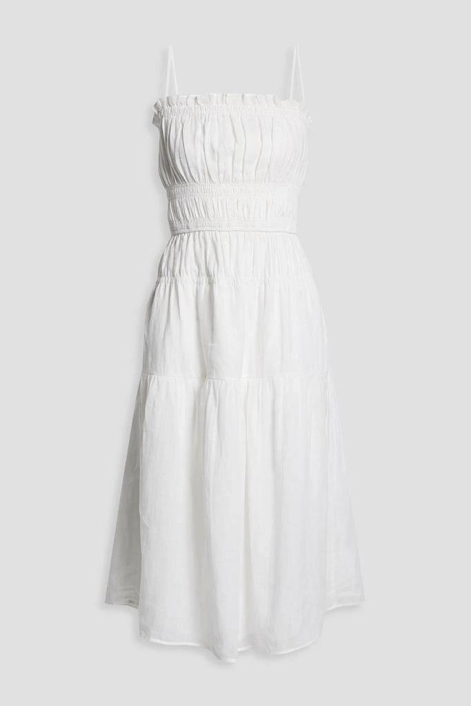 商品FRAME|Shirred ramie-gauze midi dress,价格¥1706,第1张图片