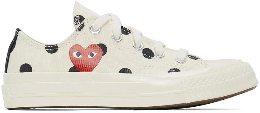 商品Comme des Garcons|White Converse Edition Polka Dot Heart Chuck 70 Low Sneakers,价格¥1201,第1张图片