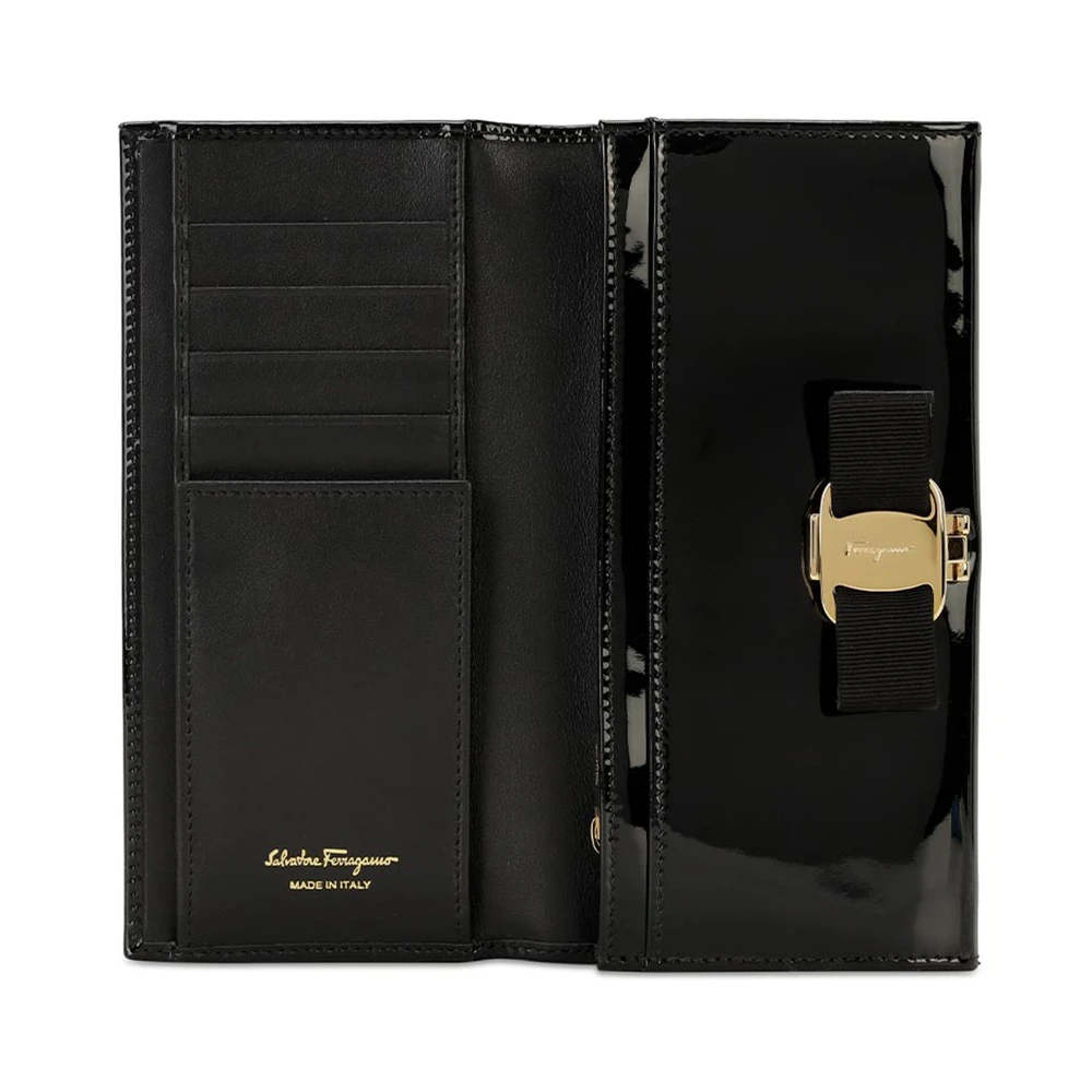 SALVATORE FERRAGAMO 女士黑色光面皮革长款钱包 22-A900-588251 商品