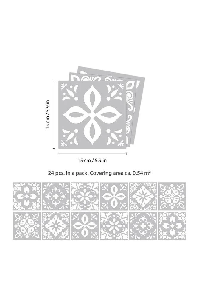 商品WALPLUS|Andalu Light Grey Cement Spanish Wall Tile Sticker Set - 6 x 6 in - 24 Pieces,价格¥196,第5张图片详细描述