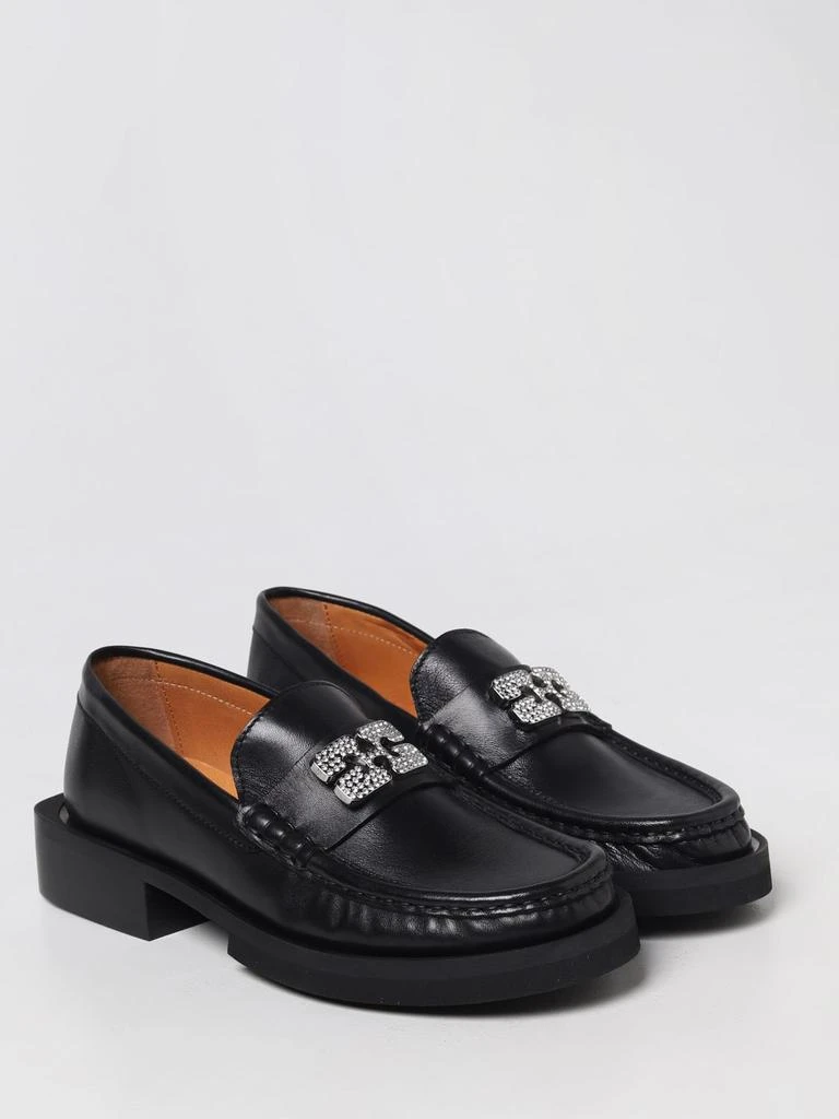 商品Ganni|Ganni loafers in leather with metal monogram and rhinestones,价格¥2083,第2张图片详细描述
