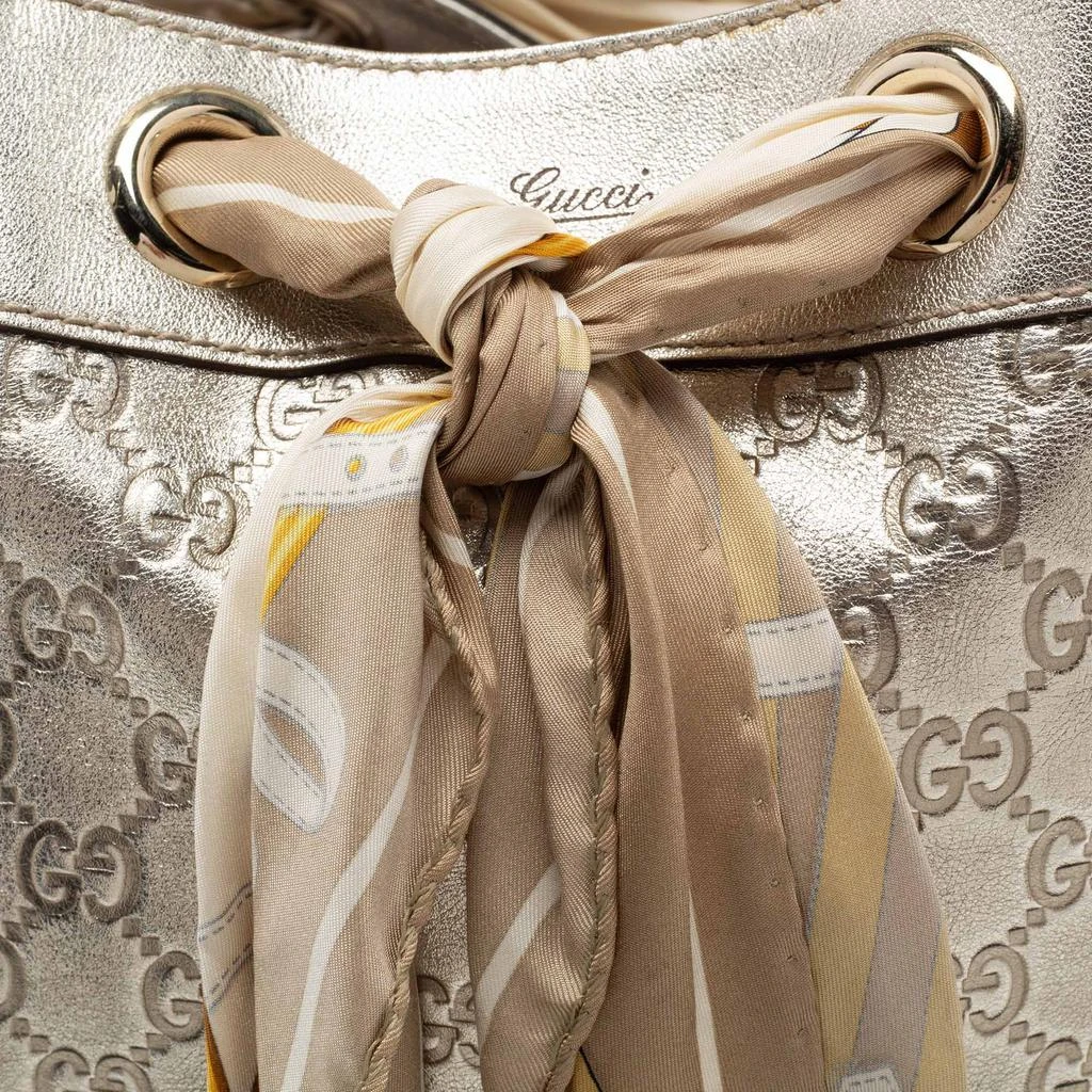 商品[二手商品] Gucci|Gucci Metallic Gold Guccissima Leather Positano Scarf Shopper Tote,价格¥3519,第5张图片详细描述