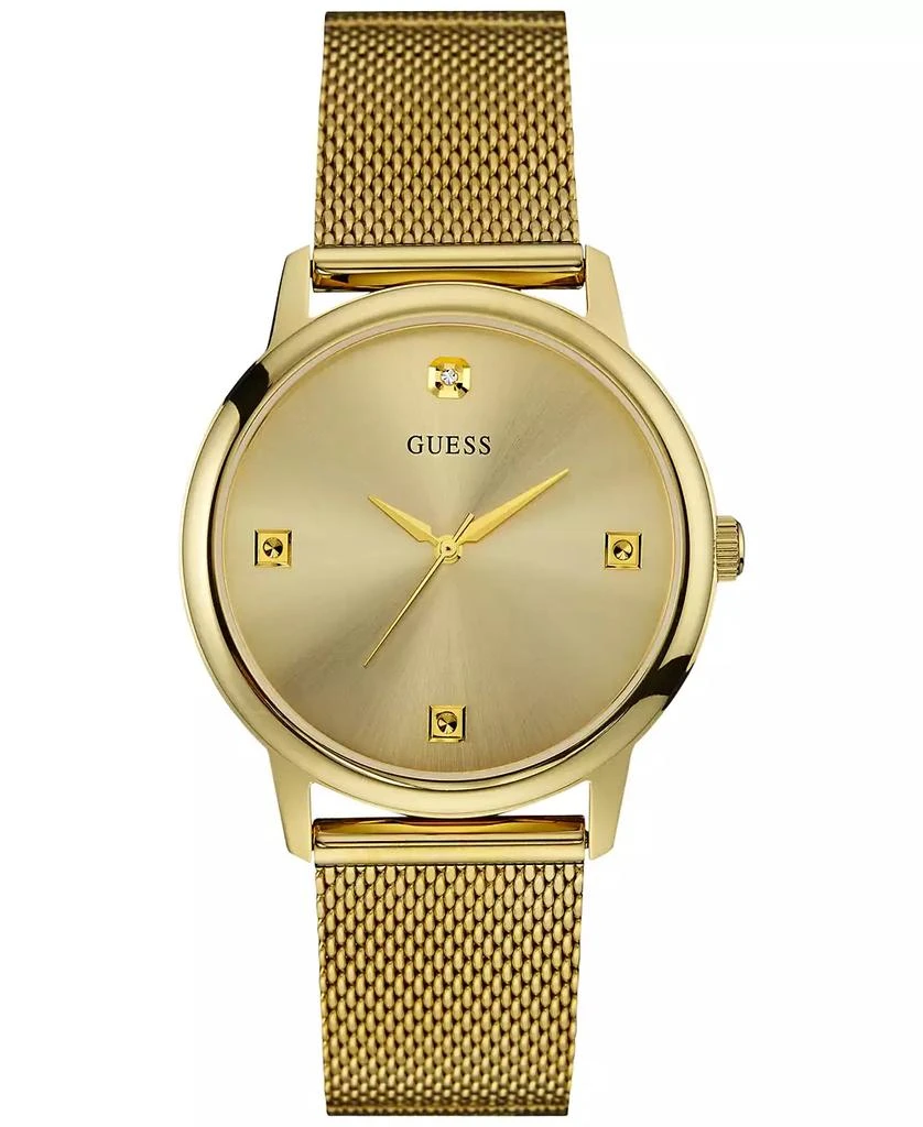 商品GUESS|Men's Diamond Accent Gold-Tone Stainless Steel Mesh Bracelet Watch 40mm U0280G3,价格¥783,第1张图片