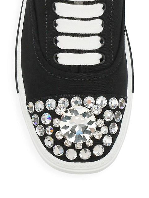 商品Miu Miu|Jeweled Canvas Sneakers,价格¥5907,第6张图片详细描述