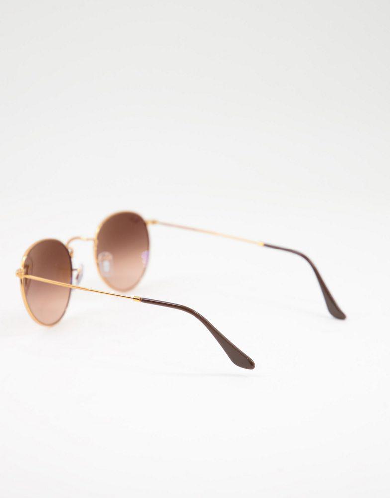 Ray-Ban round sunglasses in gold with brown lens商品第2张图片规格展示