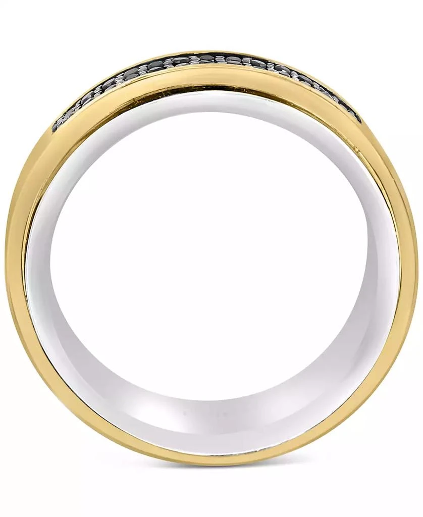 商品Effy|EFFY® Men's Black Sapphire Horizontal Cluster Ring (1/3 ct. t.w.) in Sterling Silver & 14k Gold-Plate,价格¥3539,第5张图片详细描述