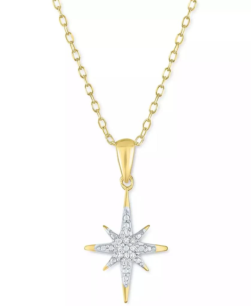 商品Macy's|Diamond Accent Star Pendant Necklace in 14k Gold-Plated Sterling Silver, 16" + 2" extender,价格¥188,第1张图片