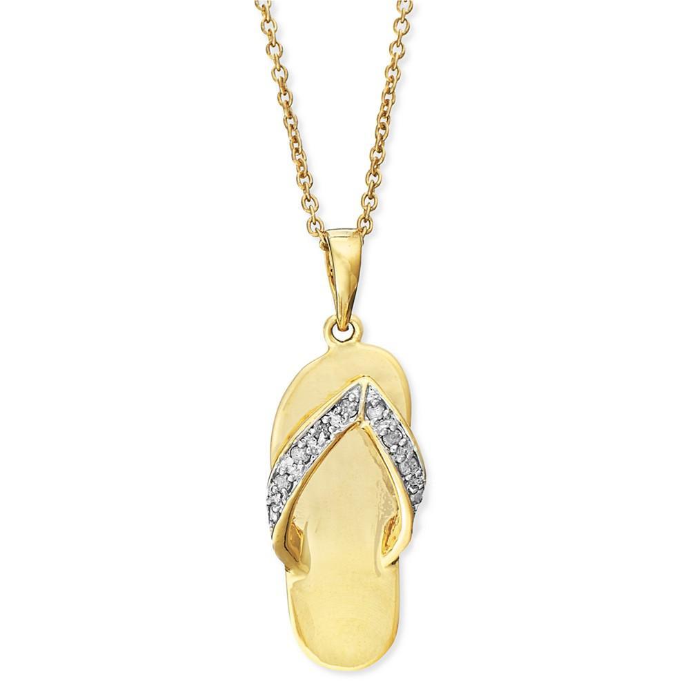 商品Macy's|Diamond Flip-Flop Pendant Necklace in 18k Gold over Sterling Silver (1/10 ct. t.w.),价格¥748,第1张图片