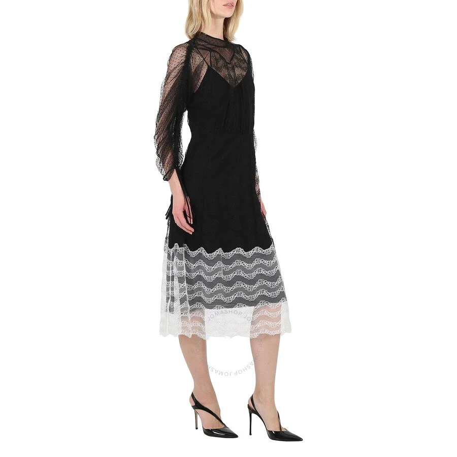 商品Burberry|Ladies Black Geometric Lace Dress With Gathered-sleeves,价格¥2237,第3张图片详细描述
