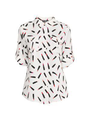 商品Karl Lagerfeld Paris|Lipstick Print Button Down Shirt,价格¥263,第3张图片详细描述