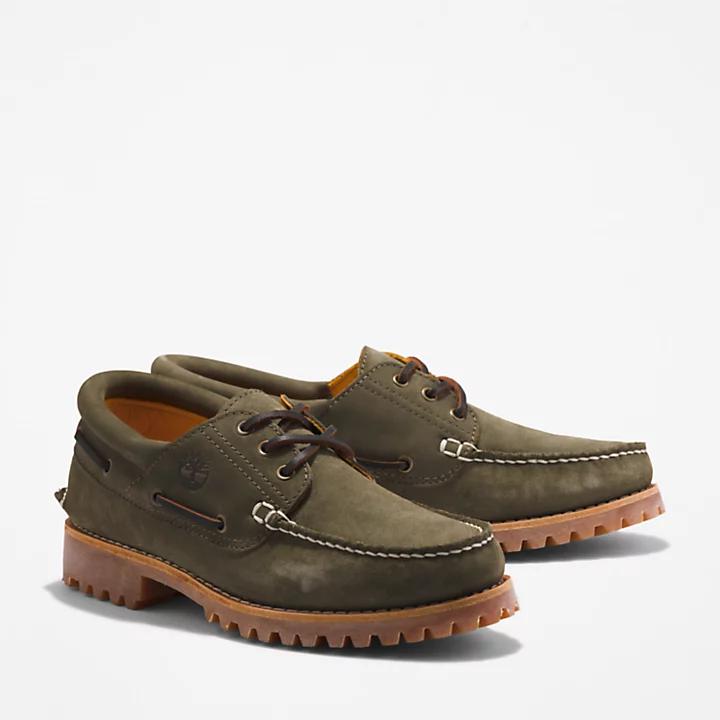 Timberland® 3-Eye Lug Handsewn Boat Shoe for Men in Dark Green商品第4张图片规格展示