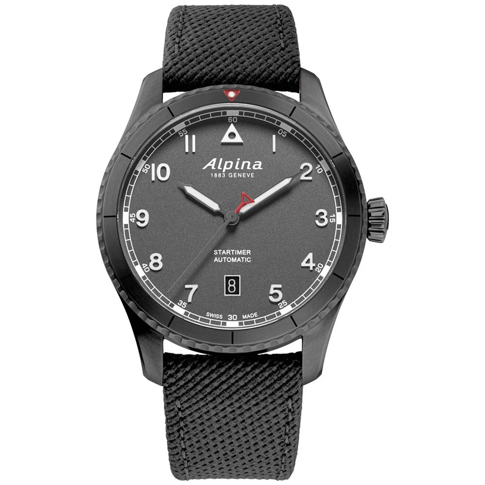 商品Alpina|Men's Swiss Automatic Startimer Pilot Gray Rubber Strap Watch 41mm,价格¥9752,第1张图片