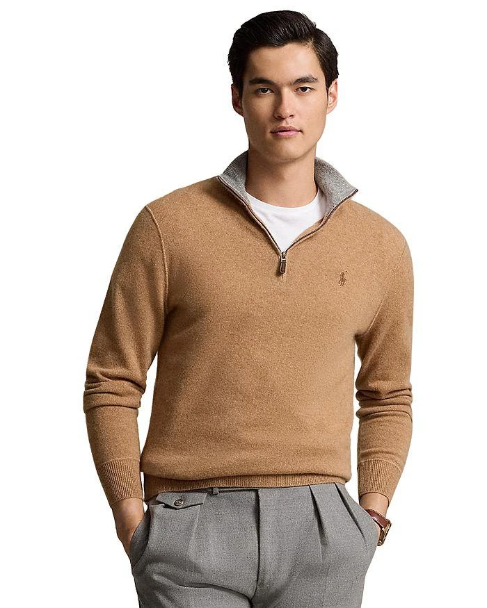 商品Ralph Lauren|Cashmere Regular Fit Quarter Zip Mock Neck Sweater - Exclusive,价格¥2746,第1张图片