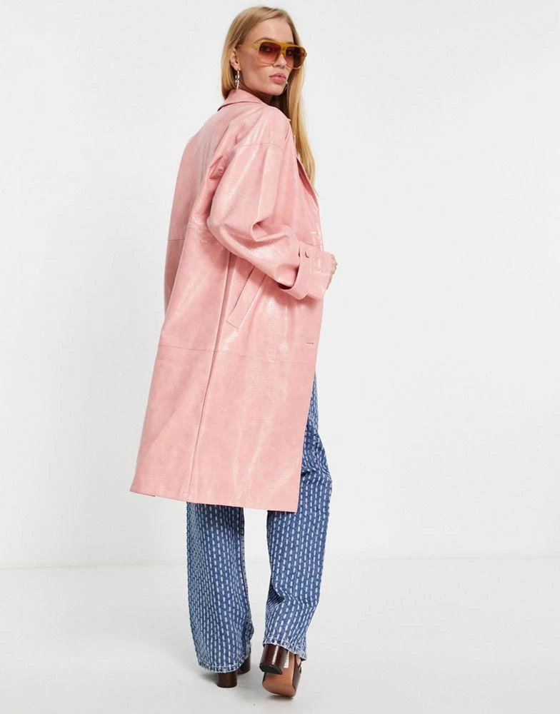 商品Topshop|Topshop croc PU mid-length coat in pink,价格¥244,第3张图片详细描述