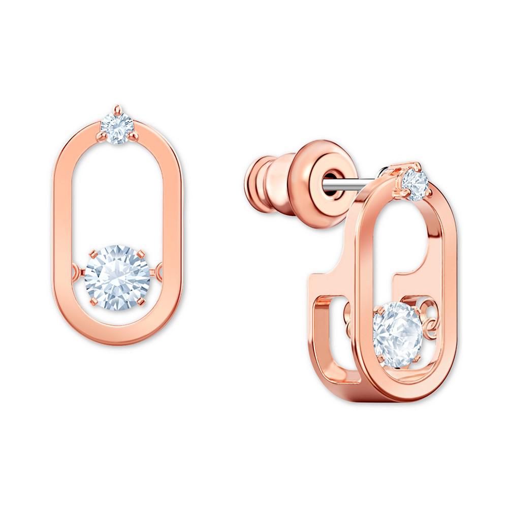 Rose Gold-Tone Crystal Oval Stud Earrings商品第2张图片规格展示