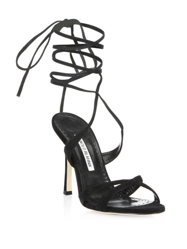 商品Manolo Blahnik|Crisscross Suede Lace-Up Sandals,价格¥2230,第1张图片