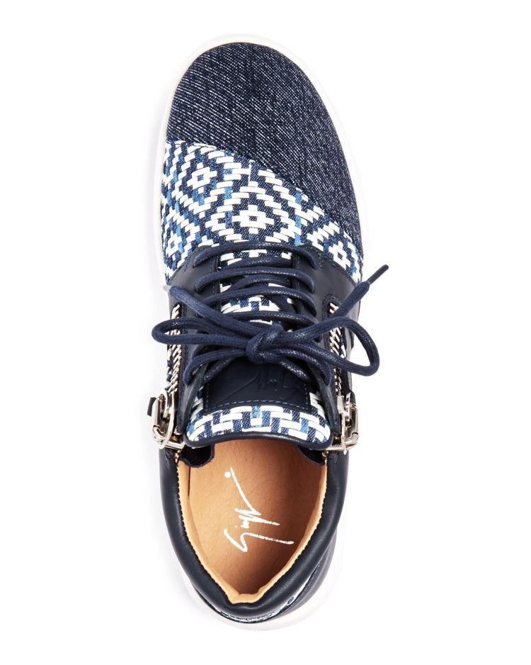 商品Giuseppe Zanotti|Women's Singleg Woven Denim Lace Up Sneakers,价格¥5199,第3张图片详细描述